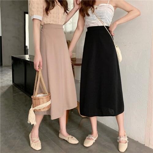 Women A-Line Long Skirt Summer New Fashion High Waist Slim Temperament Skirts Design Sense Hepburn Style Skirt Womens Clothing