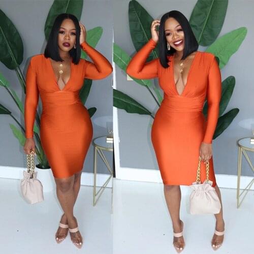 Echoine Spring Autumn Long Sleeve V-neck Skinny Dress Women Sexy Party Club Dresses Elegant Vintage Vestidos Sundress 2021