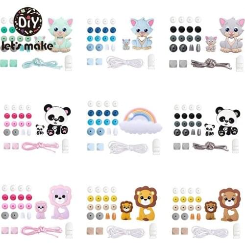 Lets Make 1Set Silicone Beads Food Grade Baby Teething Wooden Rodent BPA Free DIY Accessories Pacifier Chain Clips Baby Teether