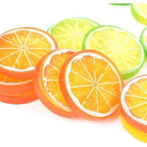 10pcs Artificial Fruit Simulation Lemon Slices 3 Colors Resin Fake Artificial Fruit Model Party Kitchen Wedding Decoration