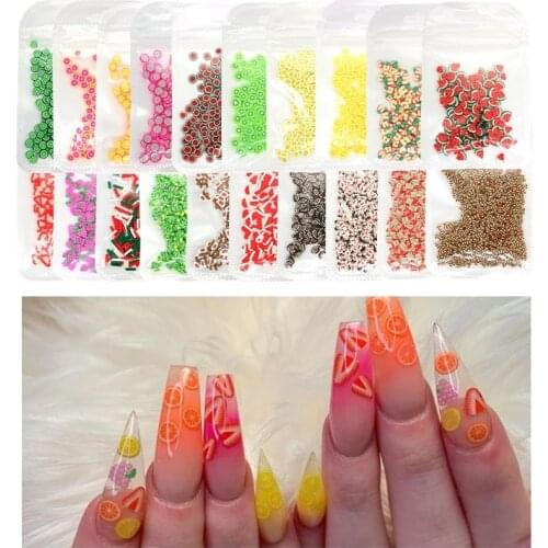 200pcs Nail Art Christmas Santa Fruit Slices Sequins 3D Polymer Clay Decoration Flower Gift Design Sticker DIY Nails Accessories