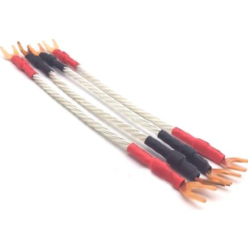 4pcs Odin Silver Plated Jumper Cables y spade to spade plug Bridge Jumper Audio cable