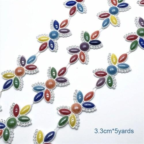 5yard beaded rhinestone trimmings for clothes Handmade beading appliques patch diy sewing accessories for wedding dresses
