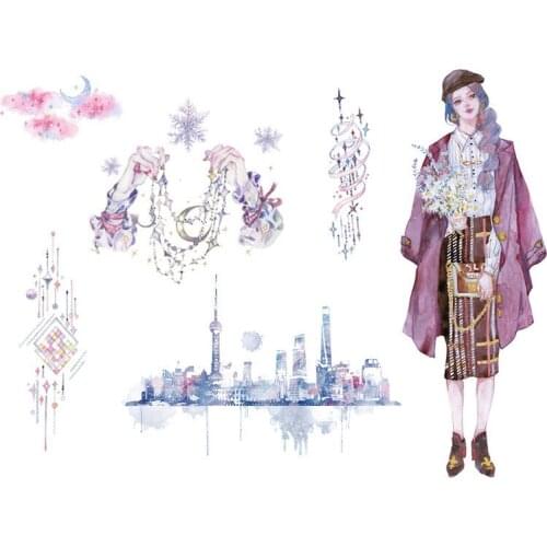 6pcs/set Cute Fashion Girl Kawayi Animal And Plant Stickers Hand Book DIY Decoration Children Gift Stationery