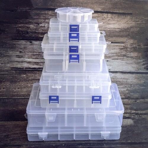 8/10/15/24/36 Removable Compartments Bead Storage Plastic Box Organizer Container