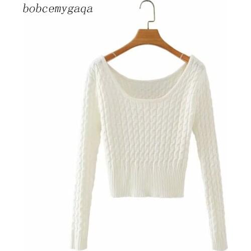 Long sleeve knitting white sweater women casual knitted winter sweater pullover female autumn winter jumper