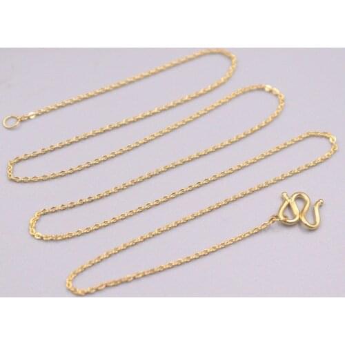 Solid 24K Yellow Gold Rolo O Chain Necklace 16"L 0.9mmW Women Necklace GUARANTEED 18KT PURE GOLD