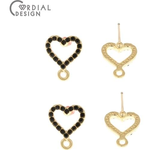 Cordial Design 100Pcs 10*13MM Jewelry Accessories/DIY Making/Rhinestone Earrings Stud/Heart Shape/Hand Made/Earring Findings