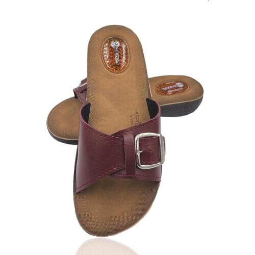Women Burgundy Massage Sole Slippers
