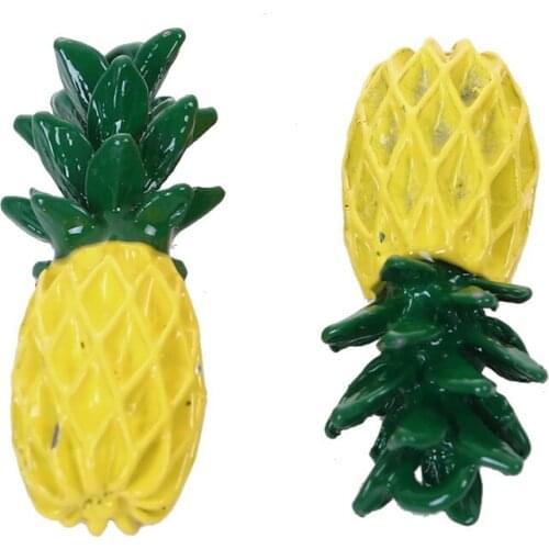 DoreenBeads Zinc Based Alloy 3D Charms Pendant Pineapple/ Ananas Fruit Yellow Green Painting 22mm( 7/8") x 9mm( 3/8"), 10 PCs