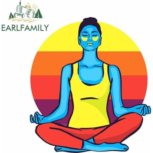 EARLFAMILY 13cm x 11.4cm For Colorful Yoga Fine Car Stickers Car Accessories Decal Waterproof Scratch-Proof Decals Decoration