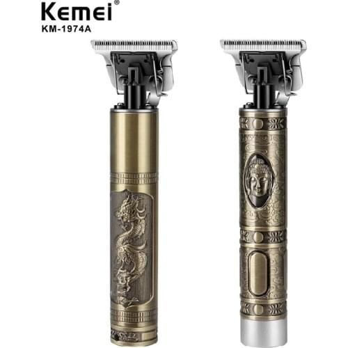 Kemei Hair Trimmer Electric Hair Clipper barbershop Cordless 0mm T-blade baldheaded outliner Finishing Hair Cutter KM-1974A