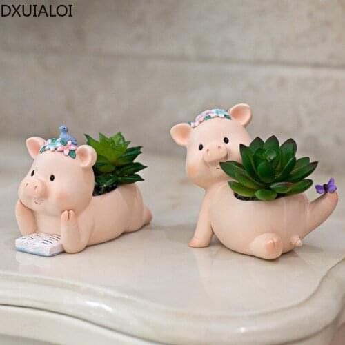 Creative succulent flower pot cute pig cartoon plant flower pot plant pots Home decoration accessories DXUIALOI
