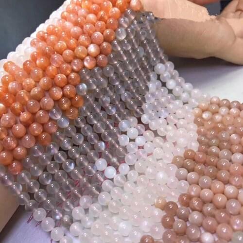 Loose beads pink sunstone round 6/8/10mm gradient 14" for DIY jewelry making FPPJ wholesale beads nature gem stone