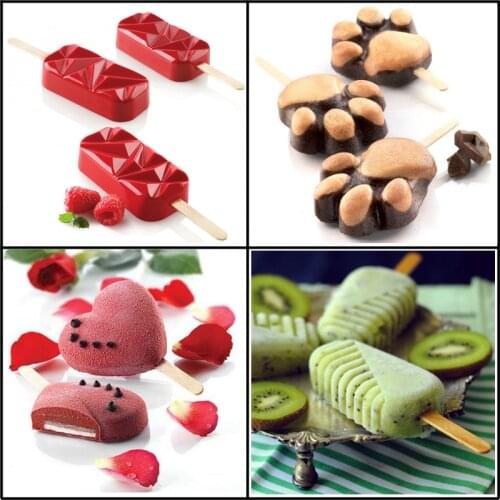 Meibum DIY Ice Cream Mold 11 Types Silicone Popsicle Mould Cube Tray with Sticks Child Dessert Tools Freezer Juice Ice Pop Maker