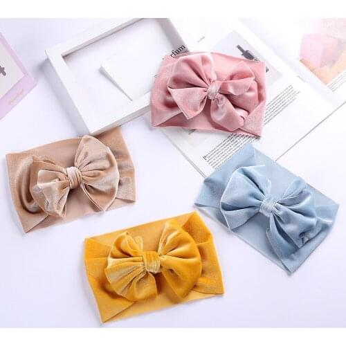 Fashion Velvet Baby Headband Bows Hairband For Girls Princess Hair Accessories Kids Cord Headwrap Infant Wide Turban