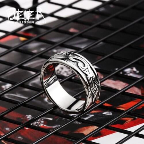 Geometric Solid Fashion Ring Stainless Steel Mens Polishing Viking Jewelry BR8-714