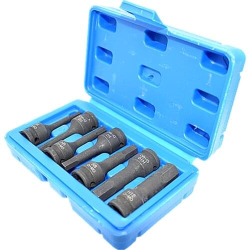 7pc 3/8" Square Drive Hex Bit Socket Tools Set Air Impact Allen Key Bit Socket 60mm Long Metric Hex Head H4 H5 H6 H7 H8 H10 H12