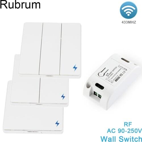 Rubrum 86 Wall Panel Push Button Remote Control Switch Smart Light Switches 10A 433 MHz AC 220V 110V 1CH Wireless For Light Led
