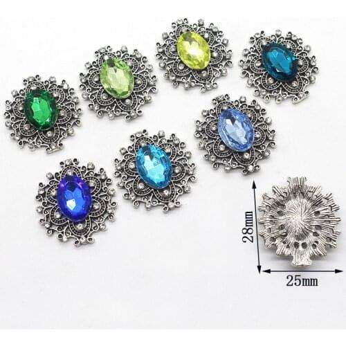 NEW Hot Price 25*28mm10Pcs/Lot Alloy Retro Button DIY Ribbon Beautiful Wedding Decor Flat Back Metal Accessories Supplies Mix