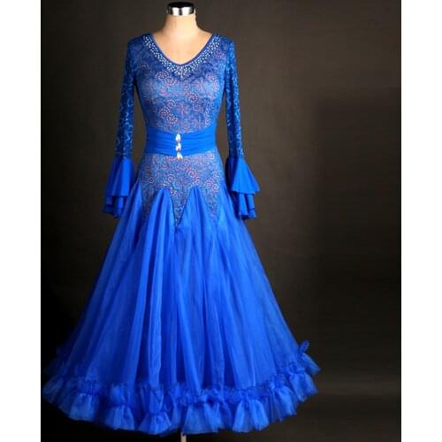 New Standard Ballroom Dance Competition Dresses women High Quality Custom Made Royal Blue Stage Tango Waltz Dancing Dress