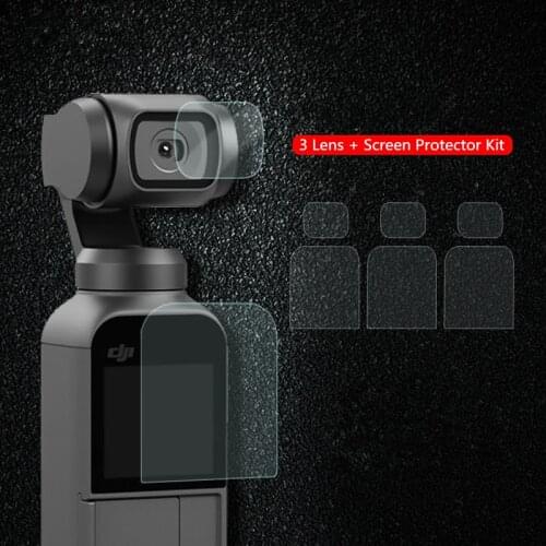 ORBMART 6 Pieces(3+3) HD Waterproof Glass Lens + Screen Protector For DJI OSMO POCKET Handheld Gimbal