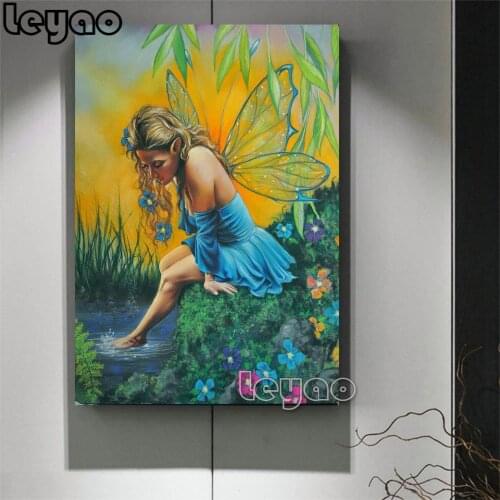 Full Square Diamond 5D DIY Diamond Painting Cartoon "Fairy at Sunrise " Diamond Embroidery Cross Stitch Mosaic Painting