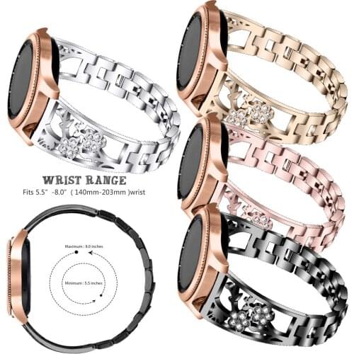 Stainless Stell Strap For Samsung Gear Sport S2 S3 Galaxy Watch 42mm 46mm Active Diamond Band For Amazfit Bip Huawei GT 2 Pro