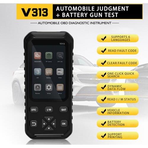 V313 Code Reader Scanner For 12v Car Battery Tester 2 In 1 OBD Car Diagnostic Tool V313 OBD2 Car Code Reader