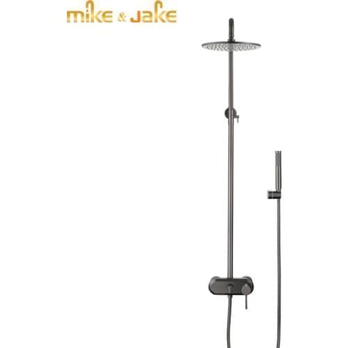 Gunmetal gray bathroom shower set luxury gun metal shower mixer hot and cold bathtub shower kit