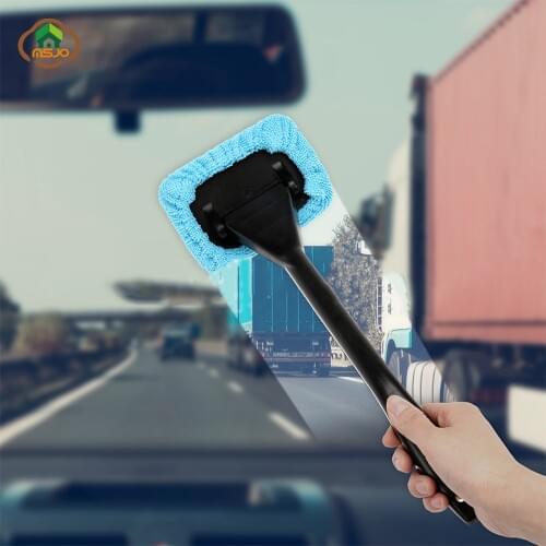 MSJO Window Washing Brush Hand Windshield Wiper For Windows Microfiber Cleaning Cloth Auto Car Window Windscreen Glass Cleaner