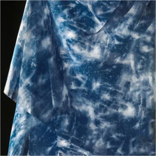 Width 57'' Fashion Sea Blue Dyed Semi Transparent Chiffon Fabric By The Half Yard For Cheongsam Skirt Shirt Material