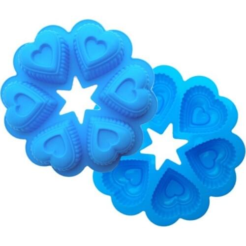 DIY Silicone Cake Mold Bakeware 6 Lattices Heart Shaped Love Cake Biscuit Pudding Mold Handmade Soap Mold B022
