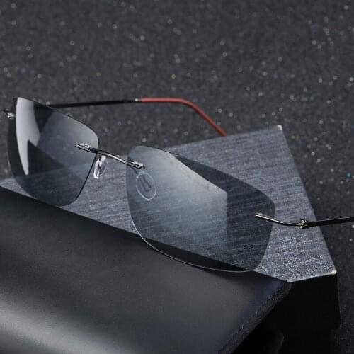 Men Polarized Photochromic Sunglasses for Women Outdoor Driving Retro Luxury Brand Sunglasses Rimless Classic Fashion Sunglasses