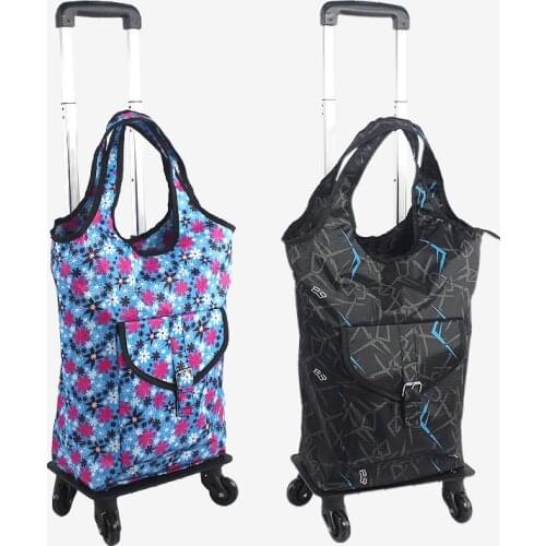 Telescopic folding grocery shopping cart trolley bag aluminum alloy universal wheel shopping cart travel bag shopping bag