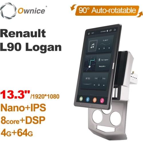 Tesla style PX6 13.3" Android 10 Car DVD Player Autoradio Rotatable GPS Navigation For Renault L90 Logan Multimedia Stereo Radio