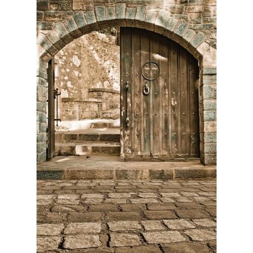 VinylBDS Brick Wall Photography Backdrops Wood Door Retro Photo Background House For Children Backdrop