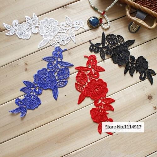 Water-soulble Wedding Dress Applique DIY Bride Hair Accessory Lace Fabric Patch 5pairs/10pcs/lot