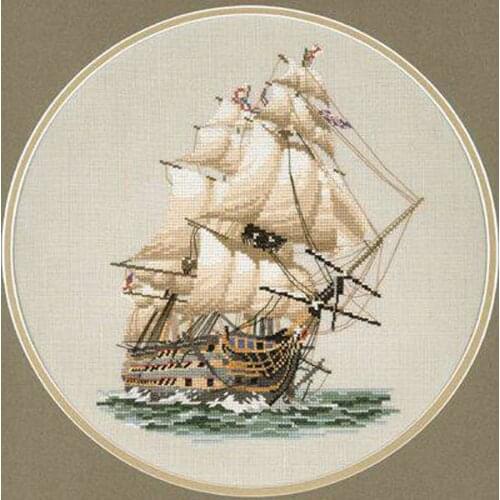 Top Quality lovely counted cross stitch kit ship sailing on the ocean sea against the waves