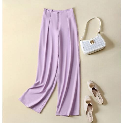 2020 Autumn Summer Office Lady Formal Wide Leg Straight Pants Casual Womens High Waist Sashes Trousers Full Length Suit Pants