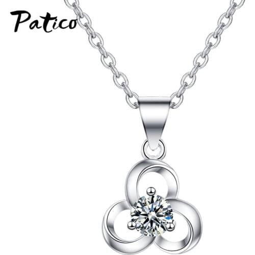 Simple Elegant 925 Sterling Silver Jewelry AAAA+ Crystal Zircon Flower Pendant Necklace for Woman Girls Fashion Daily Jewelry