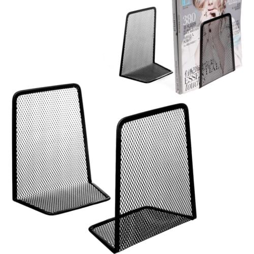 1 Pair Metal Mesh Desk Organizer Desktop Office Home Bookends Book Holder Black