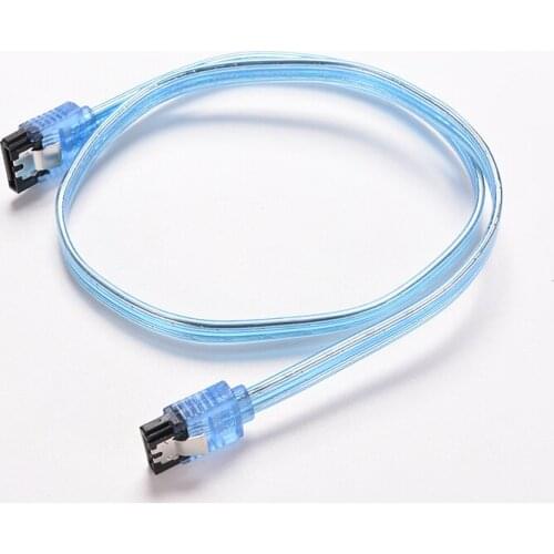 1PC New 20in 50CM SATA 3.0 III 6Gb/s High Speed HDD Data Cable Cord 6Gbs PC Hard Disk Drive Connect Cable Connector Clear Blue