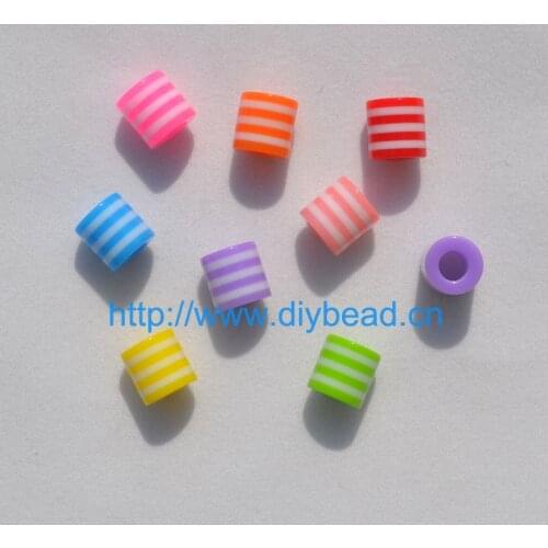 100pcs DIY Bracelet Accessory Handcraft Department Mix Color Fringe Beads 8MM Cylinder Shaped Resin Stripe Beads jewelry Finding
