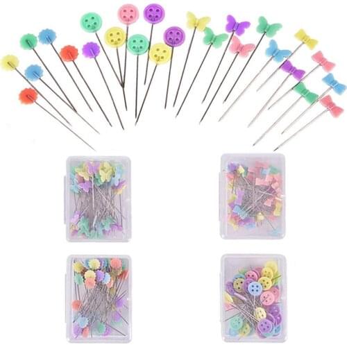 100pcs Mixed Colors Sewing Patchwork Pins Flower Head Pins Sewing Tool Needle Arts and choose Hedgehog pin cushion+shirtpin