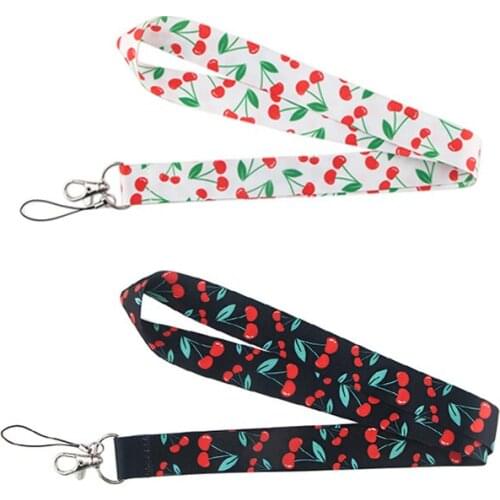 12pcs/lot E2141 Cute Cherry Fruit Lanyard For Keys ID Card Pass Gym Mobile Phone USB Badge Holder Hang Rope Lariat Lanyard