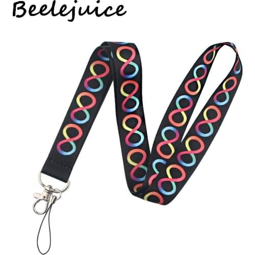 24pcs Neurodiversity Neck keychain necklace webbings ribbons Anime Cartoon Neck Strap Lanyard ID badge holder Keychain Lanyards