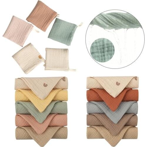 5pcs Baby Saliva Towel Soft Absorbent Gauze Cotton Baby Burp Cloth Kindergarten Handkerchief Newborn Washcloth Nursing Towel