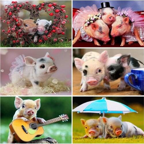 Diamond Painting Pig Farmhouse 5D DIY Diamond Inlaid Full Diamond Embroidery Cross Stitch Kit Home Decor Diamond Art