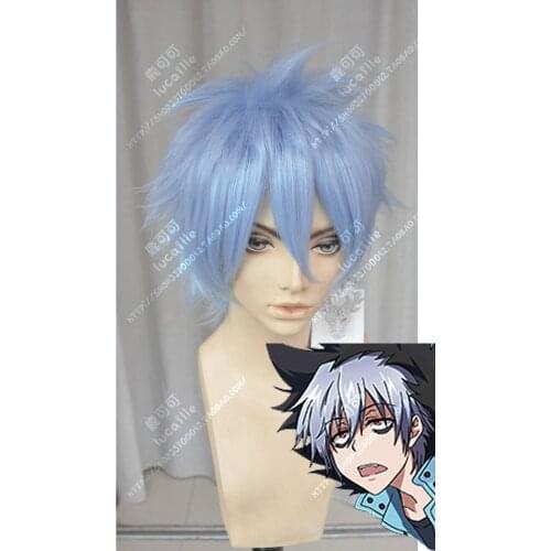 Anime Servamp Kuro Cosplay Wig Short Light Blue Heat Resistant Synthetic Hair Wigs + Wig Cap